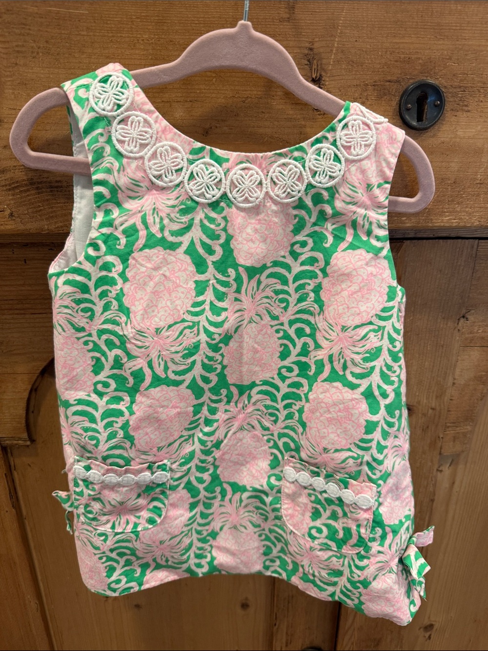 Lilly Pulitzer Infant Shift Dress in Fauna Green Party Like A Pineapple